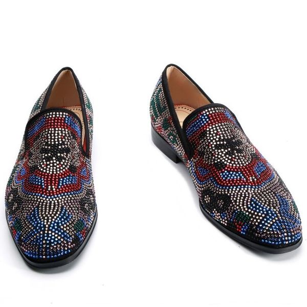 luxury mixed colors rhinestone loafers fashion crystal shoes for men flats leather shoes mens party and wedding shoes, Black
luxury mixed colors rhinestone loafers fashion crystal shoes for men flats leather shoes mens party and wedding shoes, Black