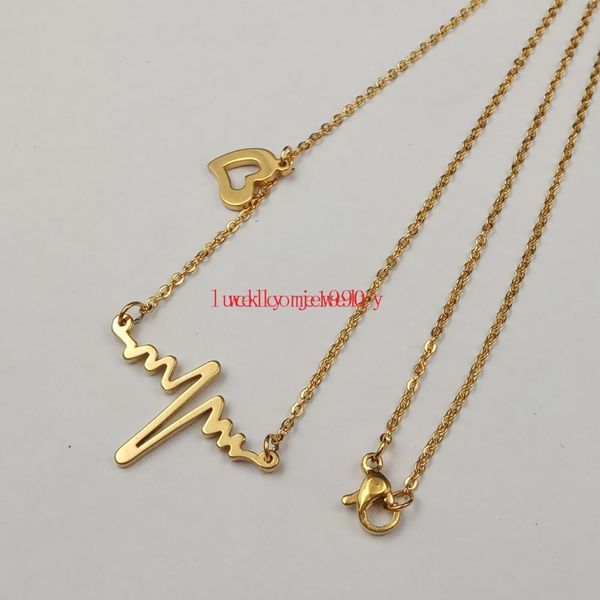 necklaces 10pcs lot in bulk gold new ekg heart beat necklace heartbeat rhythm with dangling heart stainless steel jewelry for women girls, Silver
necklaces 10pcs lot in bulk gold new ekg heart beat necklace heartbeat rhythm with dangling heart stainless steel jewelry for women girls, Silver