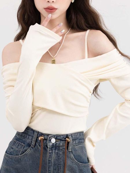 women's t shirts off shoulder women summer chic streetwear ladies y2k aesthetic crop long sleeve sweet tee, White
women's t shirts off shoulder women summer chic streetwear ladies y2k aesthetic crop long sleeve sweet tee, White