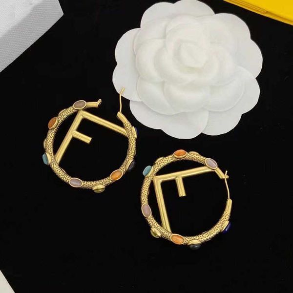 round f letter egg shaped colored stone silver needle fashion versatile earrings brass earstuds, Golden
round f letter egg shaped colored stone silver needle fashion versatile earrings brass earstuds, Golden