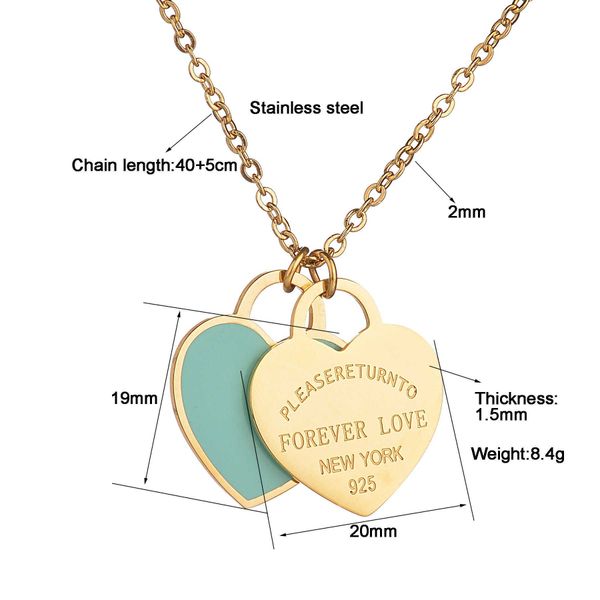selling 304 stainless steel double heart enamel necklace women's tiffay same blue peach collar chain version, Golden;silver
selling 304 stainless steel double heart enamel necklace women's tiffay same blue peach collar chain version, Golden;silver