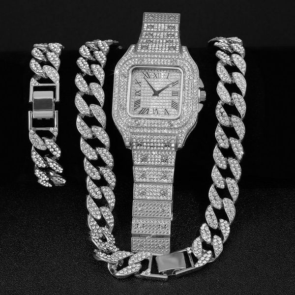 necklaces hip hop 15mm 2pcs kit watch+necklace+bracelet bling crystal aaa+ iced out cuban chain rhinestones chains for women men jewelry, Silver
necklaces hip hop 15mm 2pcs kit watch+necklace+bracelet bling crystal aaa+ iced out cuban chain rhinestones chains for women men jewelry, Silver