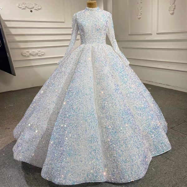 2023 gorgeous wedding dress for women organza high neck ball gown muslim arabic bridal gown for bride sequined long sleeves vestidos de novi, White
2023 gorgeous wedding dress for women organza high neck ball gown muslim arabic bridal gown for bride sequined long sleeves vestidos de novi, White
