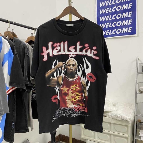 men and women hellstar american fashion label rodman provocative gesture print tee washed old loose fitting short sleeved t-shirt, White;black
men and women hellstar american fashion label rodman provocative gesture print tee washed old loose fitting short sleeved t-shirt, White;black