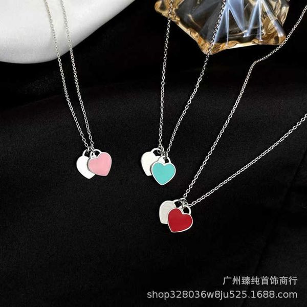 high version tiffay love necklace women's classic enamel heart shaped pendant peach double high version t1 red t collar chain, Silver
high version tiffay love necklace women's classic enamel heart shaped pendant peach double high version t1 red t collar chain, Silver