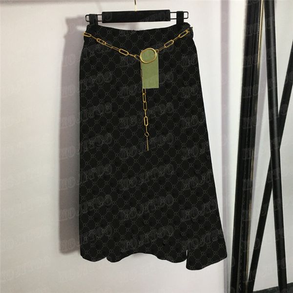 embossed letter women dress skirts with metal chain belt fashion high waist half skirt designer clothes, Black
embossed letter women dress skirts with metal chain belt fashion high waist half skirt designer clothes, Black