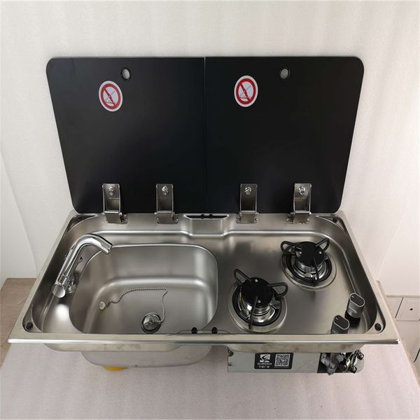 2 burner gas stove sink combo 2 glass lid 775*365*150/120mm boat rv gr-904ld 
2 burner gas stove sink combo 2 glass lid 775*365*150/120mm boat rv gr-904ld