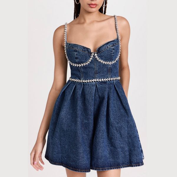 american designer dress blue denim rhinestone decoration slip mini dress, Black;gray
american designer dress blue denim rhinestone decoration slip mini dress, Black;gray