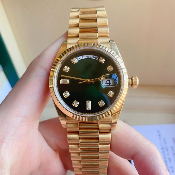 with diamond luxury date mens watch green dial gold 40mm automatic mechanical 2813 stainless steel band 904l women's watch waterproof s, Slivery;brown
with diamond luxury date mens watch green dial gold 40mm automatic mechanical 2813 stainless steel band 904l women's watch waterproof s, Slivery;brown