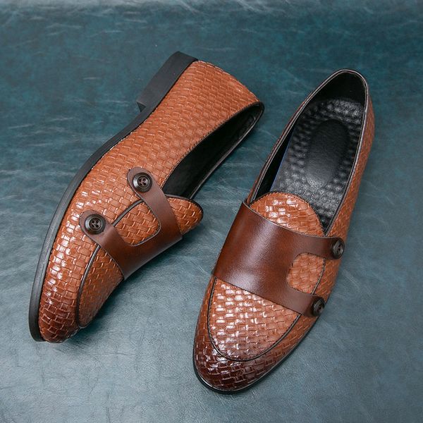british style woven pattern double monk strap shoes for men luxury handmade leather loafers slip on mens flats dress shoes, Black
british style woven pattern double monk strap shoes for men luxury handmade leather loafers slip on mens flats dress shoes, Black