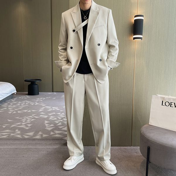 men's casual shirts men fashion double breasted loose suits blazer wide leg pant male wedding business dress coat trousers 230625, White;black
men's casual shirts men fashion double breasted loose suits blazer wide leg pant male wedding business dress coat trousers 230625, White;black