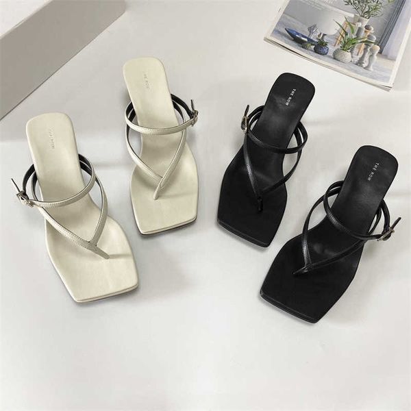the row 23 summer new the row square headed thin strap cat heel women's sandals fashion elegant genuine leather flip toe slippers, Black
the row 23 summer new the row square headed thin strap cat heel women's sandals fashion elegant genuine leather flip toe slippers, Black