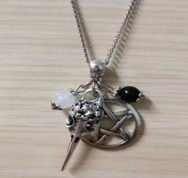 vintage style raven skull head pentagram black white beads pendant necklace charm punk gothic jewelry 724649885, Silver
vintage style raven skull head pentagram black white beads pendant necklace charm punk gothic jewelry 724649885, Silver