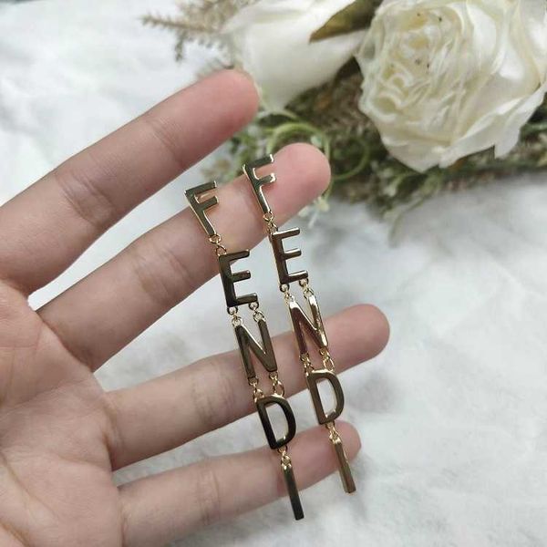 f letter long silver needle brass material french style versatile and earrings for women, Golden
f letter long silver needle brass material french style versatile and earrings for women, Golden