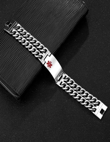 23mm width men039s medical alert id tag link chain stainless steel bangle wrist for men cuba bracelet engraving2230912, Black
23mm width men039s medical alert id tag link chain stainless steel bangle wrist for men cuba bracelet engraving2230912, Black