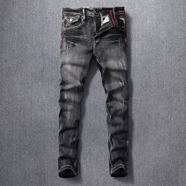 men's jeans fashion designer men retro black gray elastic stretch slim fit ripped casual trousers vintage denim pants hombre 230625, Blue
men's jeans fashion designer men retro black gray elastic stretch slim fit ripped casual trousers vintage denim pants hombre 230625, Blue