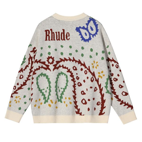american vintage designer rhude colorful jacquard sweaters crew neck pullover sweater men women, Black
american vintage designer rhude colorful jacquard sweaters crew neck pullover sweater men women, Black