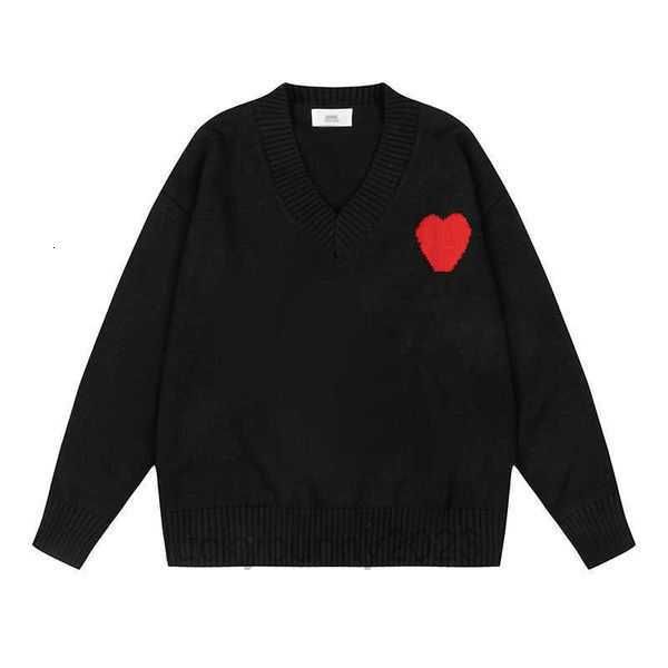 designers amis paris sweaters fashion amies de coeur embroidered a heart pattern sweater loose v-neck solid woolen 4p6he, White;black 
designers amis paris sweaters fashion amies de coeur embroidered a heart pattern sweater loose v-neck solid woolen 4p6he, White;black