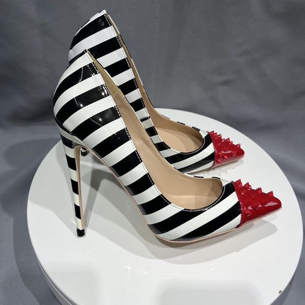 classic stripe shoes rivets pointed toe super high heels women pumps party wedding fashion plus size 42 43 44 45, Black
classic stripe shoes rivets pointed toe super high heels women pumps party wedding fashion plus size 42 43 44 45, Black
