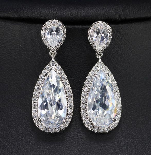 3 layers real 18k white gold platinum plated high grade zirconia diamond luxury long pear drop bridal earrings9427319, Silver
3 layers real 18k white gold platinum plated high grade zirconia diamond luxury long pear drop bridal earrings9427319, Silver