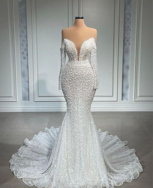 elegant mermaid wedding dresses long sleeves v neck beaded sequins pearls appliques 3d lace plus size bridal gowns formal dresses plus size, White
elegant mermaid wedding dresses long sleeves v neck beaded sequins pearls appliques 3d lace plus size bridal gowns formal dresses plus size, White