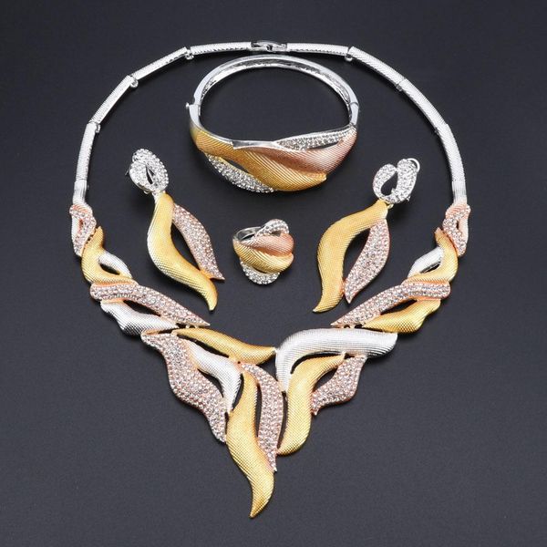 necklace fashion bridal crystal jewelry sets for women dubai gold necklace earrings bangle ring wedding engagement jewelry set, Silver
necklace fashion bridal crystal jewelry sets for women dubai gold necklace earrings bangle ring wedding engagement jewelry set, Silver