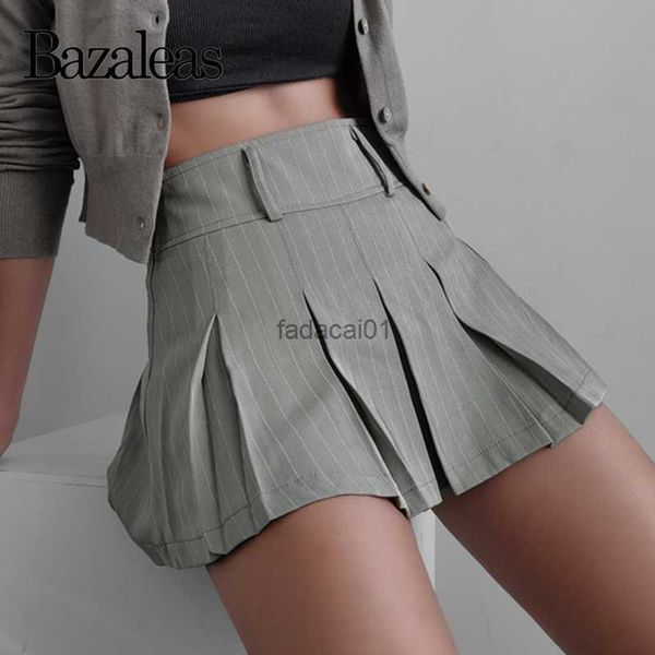 2022 women stripe mini pleated skirt saia high waist grey black short skirt l230621 
2022 women stripe mini pleated skirt saia high waist grey black short skirt l230621
