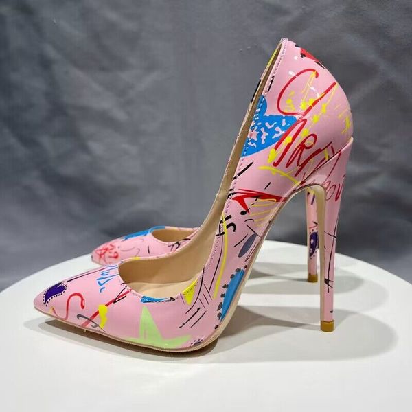 pink colour graffiti print stiletto high heel shoes mixed colors 10cm ladies party pointed toe pumps shoes, Black
pink colour graffiti print stiletto high heel shoes mixed colors 10cm ladies party pointed toe pumps shoes, Black