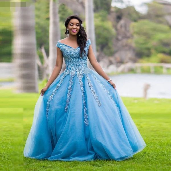 blue puffy ball gown quinceanera prom dresses v neck long off shoulder appliques tulle woman pageant evening party night formal dress, Black
blue puffy ball gown quinceanera prom dresses v neck long off shoulder appliques tulle woman pageant evening party night formal dress, Black