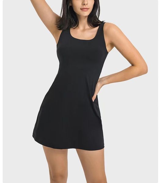 lu-77 women stretchy tennis golf dresses sleeveless yoga clothing fitness sports badminton skirt running dancing volleyball sportswear, Black;gray
lu-77 women stretchy tennis golf dresses sleeveless yoga clothing fitness sports badminton skirt running dancing volleyball sportswear, Black;gray