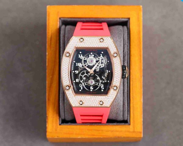 diamond luxury mens movement watches rm17-01 r i c h a r d hollow tourbillon designer red strap new high-end quality iced out montre wrist w, Slivery;brown
diamond luxury mens movement watches rm17-01 r i c h a r d hollow tourbillon designer red strap new high-end quality iced out montre wrist w, Slivery;brown