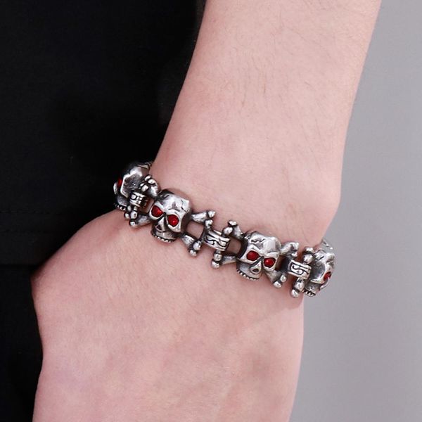 bangle punk red eyed skull bracelet for men in stainless steel vintage style bikers skeleton jewelry man bracelet men's accessories, Black
bangle punk red eyed skull bracelet for men in stainless steel vintage style bikers skeleton jewelry man bracelet men's accessories, Black