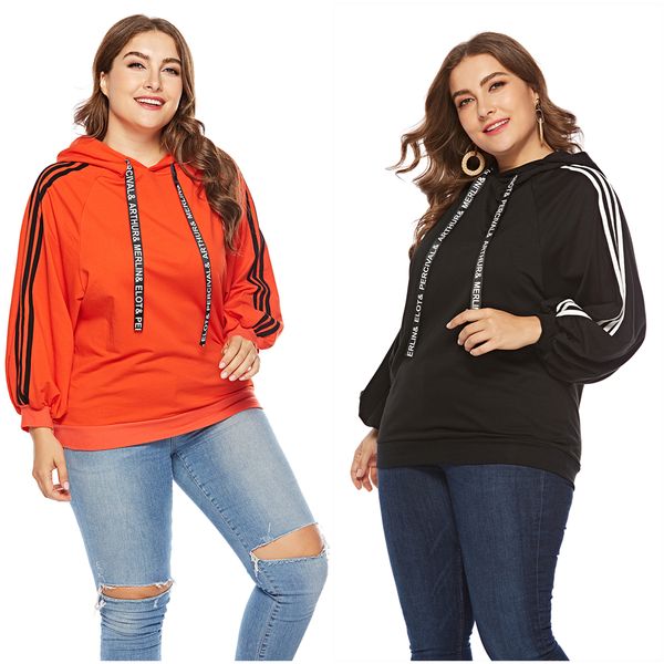 women's plus size tshirt spring autumn european and american style full sleeve hooded sweater for women 230625, Black
women's plus size tshirt spring autumn european and american style full sleeve hooded sweater for women 230625, Black