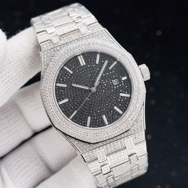 full diamond mens automatic watches mechanical watch 41mm bezel waterproof fashion business wristwatches montre de luxe gifts men, Slivery;brown
full diamond mens automatic watches mechanical watch 41mm bezel waterproof fashion business wristwatches montre de luxe gifts men, Slivery;brown