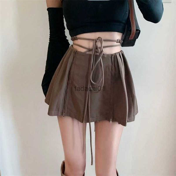 2023 summer high waist skirts womens mini skirts vintage bandage pleated skirt korean tennis skirts short khaki black l230621
2023 summer high waist skirts womens mini skirts vintage bandage pleated skirt korean tennis skirts short khaki black l230621