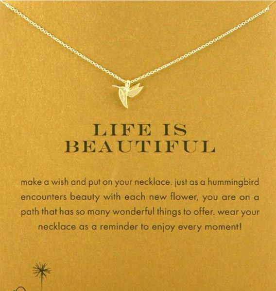 with card cute dogeared necklace with hummingbird life is beauiful silver and gold color no fade and 139981
with card cute dogeared necklace with hummingbird life is beauiful silver and gold color no fade and 139981