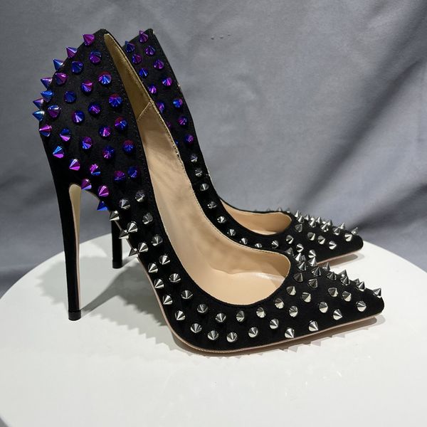 black suede gradual rivet woman covered in punk shoes pointed toes high heels spikes stilettos lady bomb womens club p
black suede gradual rivet woman covered in punk shoes pointed toes high heels spikes stilettos lady bomb womens club p