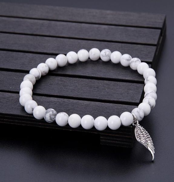charm bracelets minimalist 8mm natural white turquoise bracelet stone angel wing pendant beads braclet men women jewelry pulseras 8405607, Golden;silver
charm bracelets minimalist 8mm natural white turquoise bracelet stone angel wing pendant beads braclet men women jewelry pulseras 8405607, Golden;silver