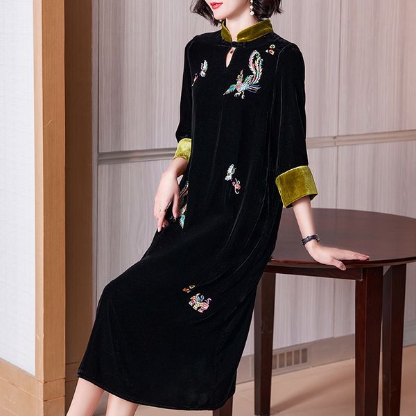 basic casual dresses kn winter womens mid long old fashion black color silk dresses 230625, Black;gray
basic casual dresses kn winter womens mid long old fashion black color silk dresses 230625, Black;gray
