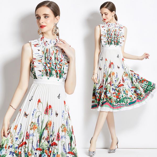 summer floral print sleeveless midi dress women's designer vacation mock neck slim ruffles pleated flare white dresses ballgown 2023 la, Black;gray
summer floral print sleeveless midi dress women's designer vacation mock neck slim ruffles pleated flare white dresses ballgown 2023 la, Black;gray