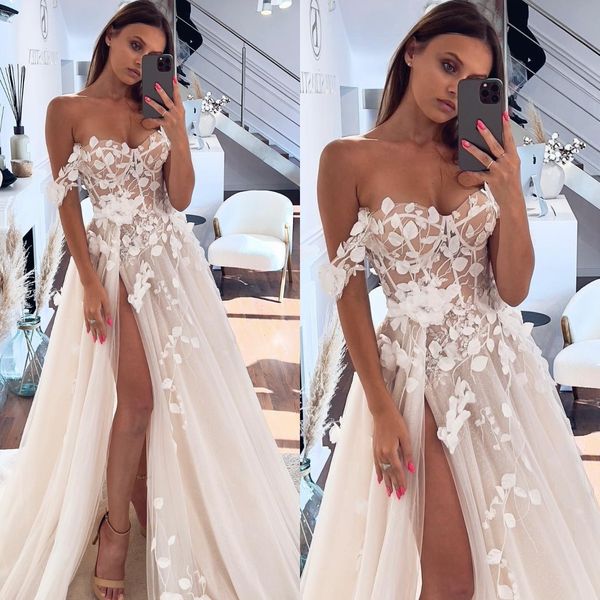vintage a line wedding dresses for bride off shoulder leaf appliques lace wedding dress sweep train backless thigh slit long designer bridal, White
vintage a line wedding dresses for bride off shoulder leaf appliques lace wedding dress sweep train backless thigh slit long designer bridal, White