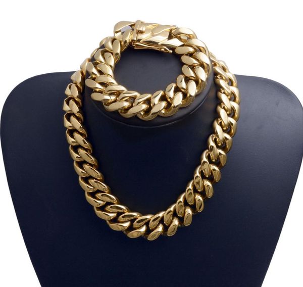 22mm exaggerated superwide men cuban link chain jewlery set hip hop stainless steel choker necklace bracelet 18k gold plated 16q6658005, Silver
22mm exaggerated superwide men cuban link chain jewlery set hip hop stainless steel choker necklace bracelet 18k gold plated 16q6658005, Silver