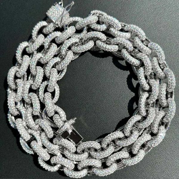 custom rapper chain 925 silver 12mm thickness rolo link chain iced out moissanite hip hop chain
custom rapper chain 925 silver 12mm thickness rolo link chain iced out moissanite hip hop chain