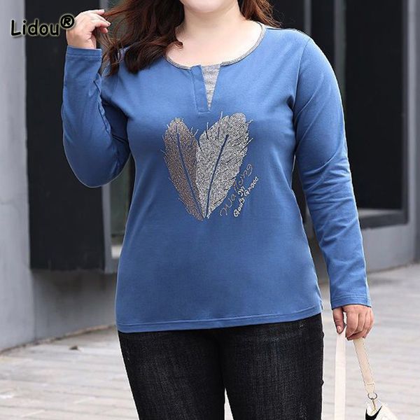 women's plus size tshirt office lady fake loose two pieces korean crew neck diamonds patchwork long sleeve spring autumn clothes 230625, Black
women's plus size tshirt office lady fake loose two pieces korean crew neck diamonds patchwork long sleeve spring autumn clothes 230625, Black