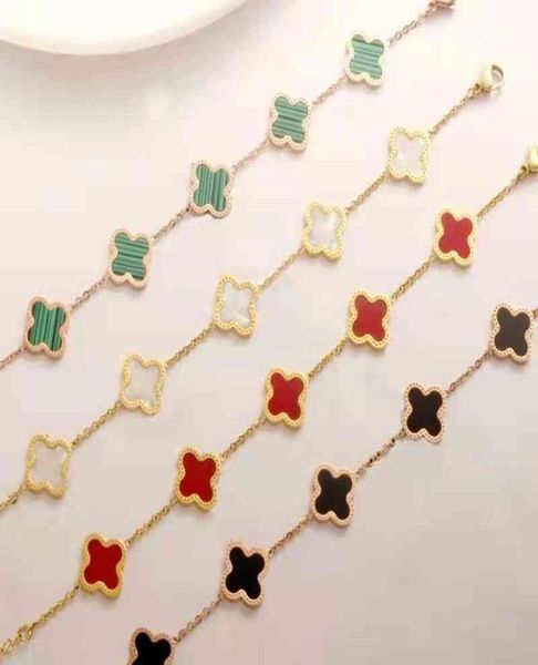 female four leaf colorful bracelets shell stone stainless steel link banges for thanks giving day or christmas gift2138329, Black
female four leaf colorful bracelets shell stone stainless steel link banges for thanks giving day or christmas gift2138329, Black