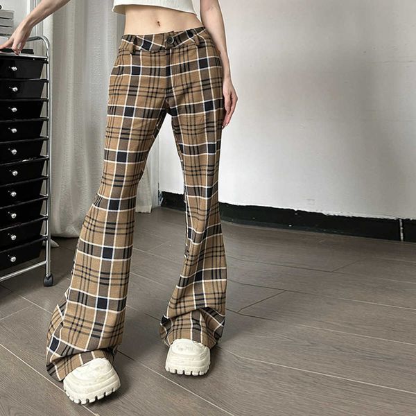 2023 summer women's new product plaid printed fried street casual pants plus sizes girls versatile slim show leg bell-bottoms women, Black;white
2023 summer women's new product plaid printed fried street casual pants plus sizes girls versatile slim show leg bell-bottoms women, Black;white