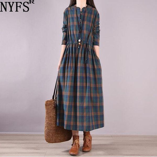 dresses nyfs 2023 new spring autumn vintage waist tie plaid woman dress vestidos robe elbise loose cotton long sleeve dresses, Black;gray
dresses nyfs 2023 new spring autumn vintage waist tie plaid woman dress vestidos robe elbise loose cotton long sleeve dresses, Black;gray