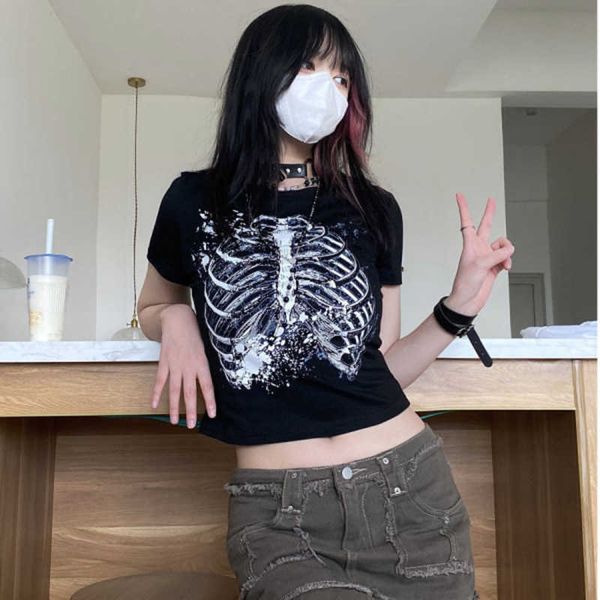 subculture y2k gothic dark punk millennium style short bellybutton t-shirt trendy women sleeve50ub, White
subculture y2k gothic dark punk millennium style short bellybutton t-shirt trendy women sleeve50ub, White