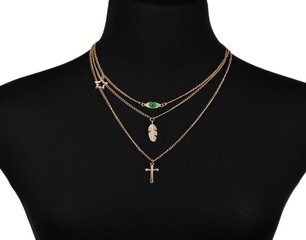 new fashion retro alloy multilayered sweater chain rhinestone green eyes cross leaf necklace for women n12436273045, Silver
new fashion retro alloy multilayered sweater chain rhinestone green eyes cross leaf necklace for women n12436273045, Silver
