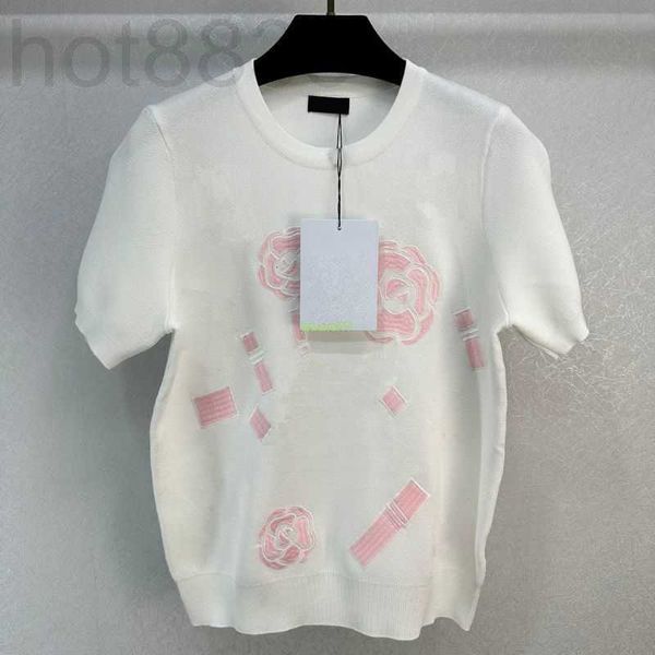 women's t-shirt designer women knits vest tee crop with camellia letter embroidery shirts runway high end brand elasticity stretch sle, White
women's t-shirt designer women knits vest tee crop with camellia letter embroidery shirts runway high end brand elasticity stretch sle, White